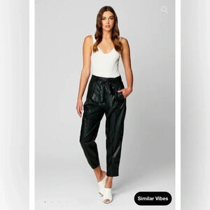 NWT $98 Blank NYC Off The Record Vegan Leather Pants Trousers Belted Black sz 24